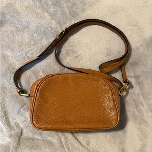 J Crew Devon Camera Crossbody Bag in Cognac Brown
